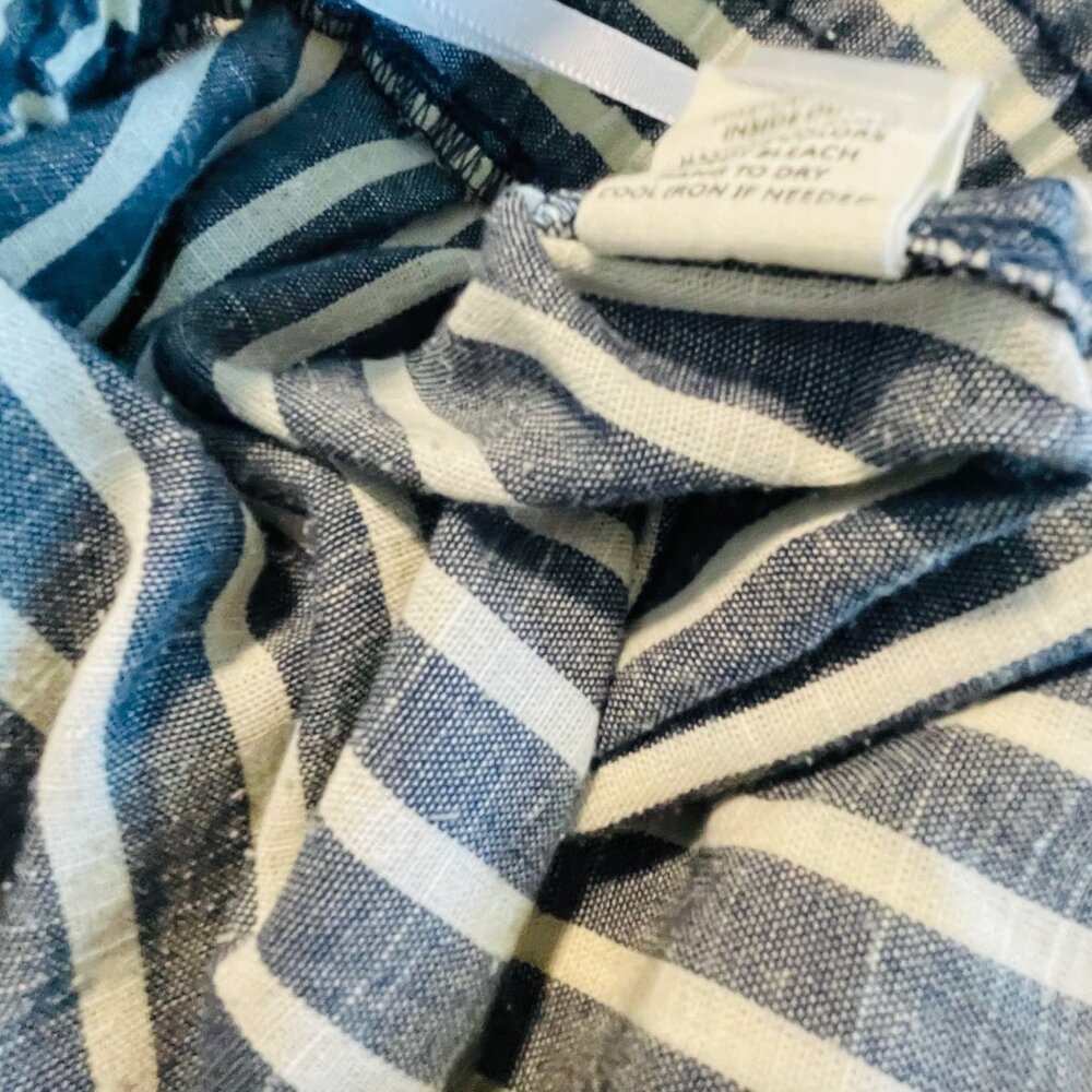 Lydelle Women's Striped High-Waisted Pants Small Blue & White Cotton Blend - Picture 9 of 10